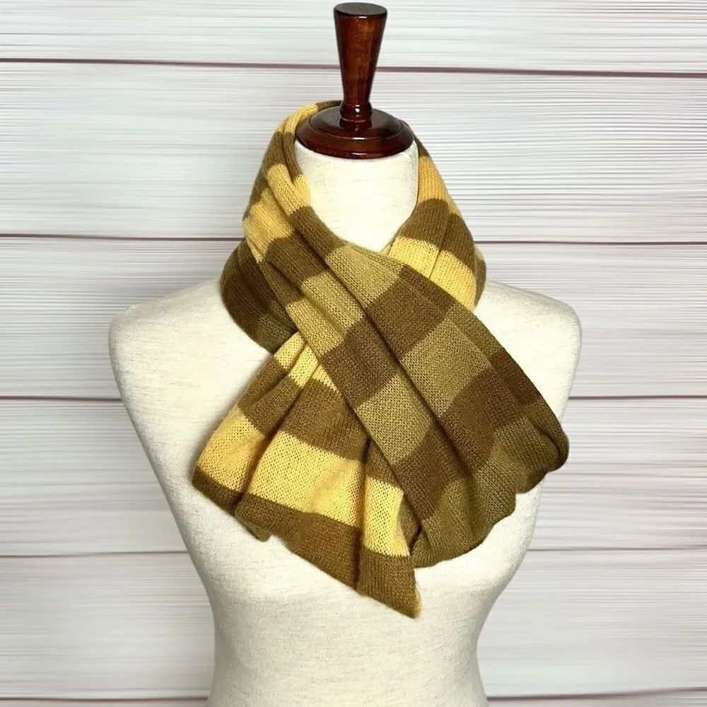 Nordstrom Cashmere Infinity Scarf Yellow Taupe Brown Striped